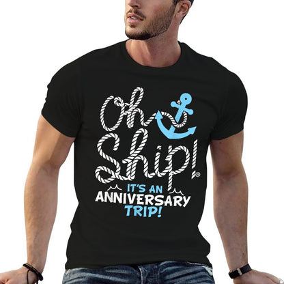 Oh Ship It's An Anniversary Trip, Oh Ship Cruise  Oversized Silhouette T-Shirt