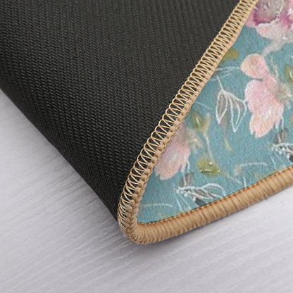 Light Blue Blossoming Floral Pattern  Absorbent Bath Mat