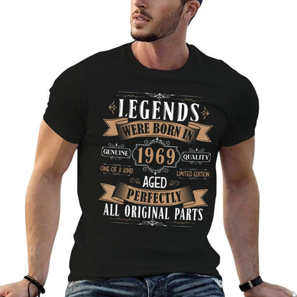 Legends Born In 1969 56th Birthday 56 Years Old Bday Men  Ribbed Collar T-Shirt