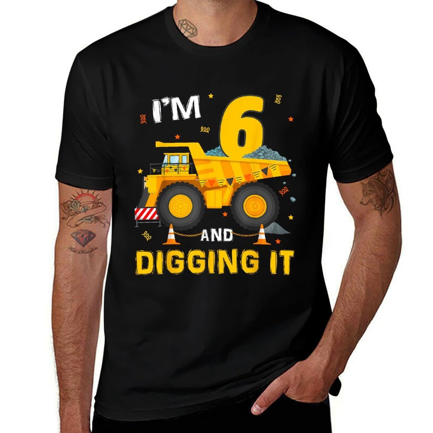 Im 6 And Digging It 6Yr Old 6th Birthday Construction Boy  Durable T-Shirt
