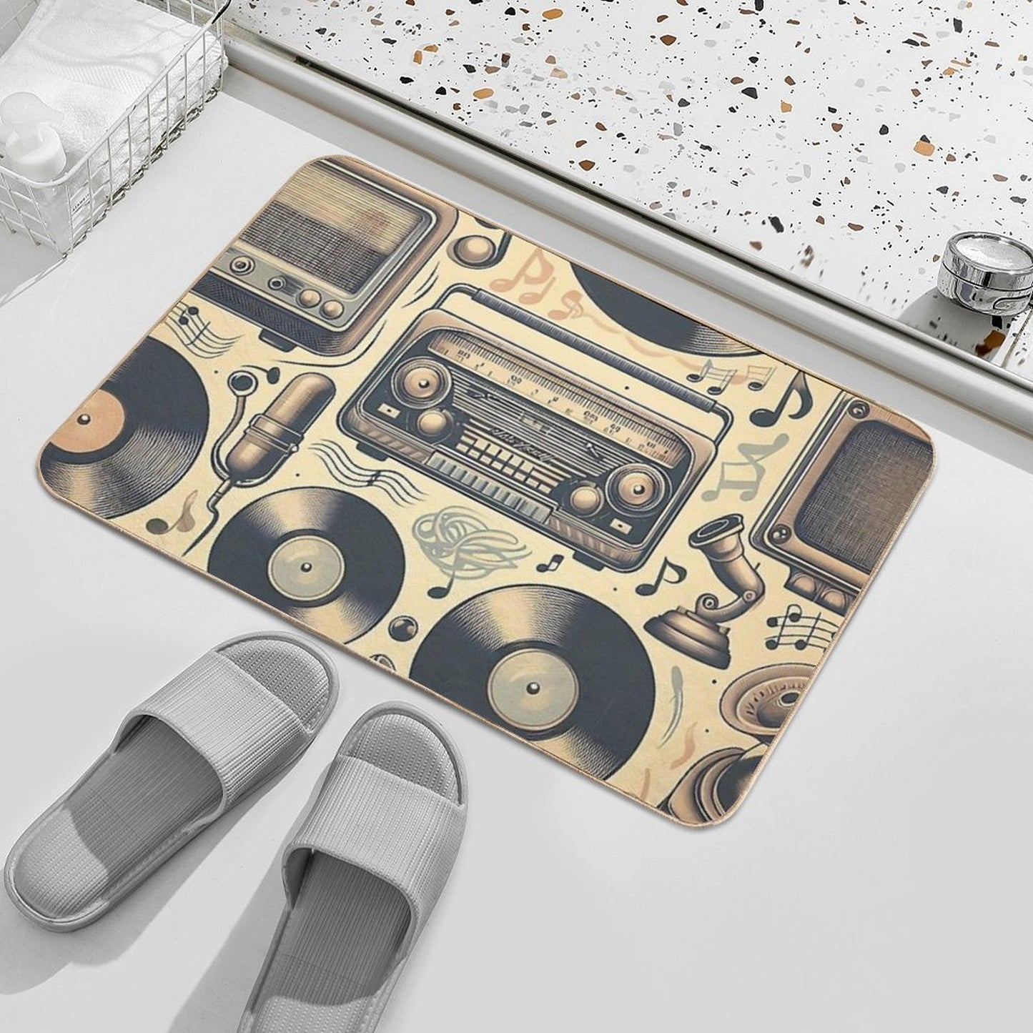 Vintage Music Retro Vibes  Easy Maintenance Bath Mat