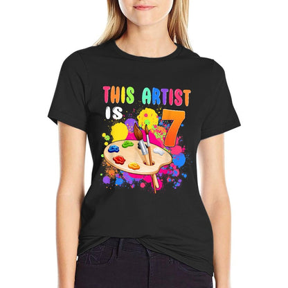 This Artist Is 7 Birthday Party 7th Little Art Painting  Lightweight T-Shirt