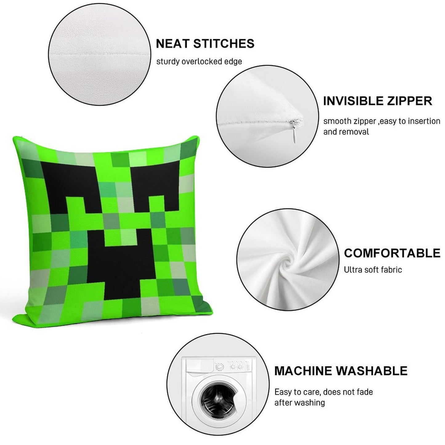 Kawaii Creeper Soft Luxury Feel Throw Pillow