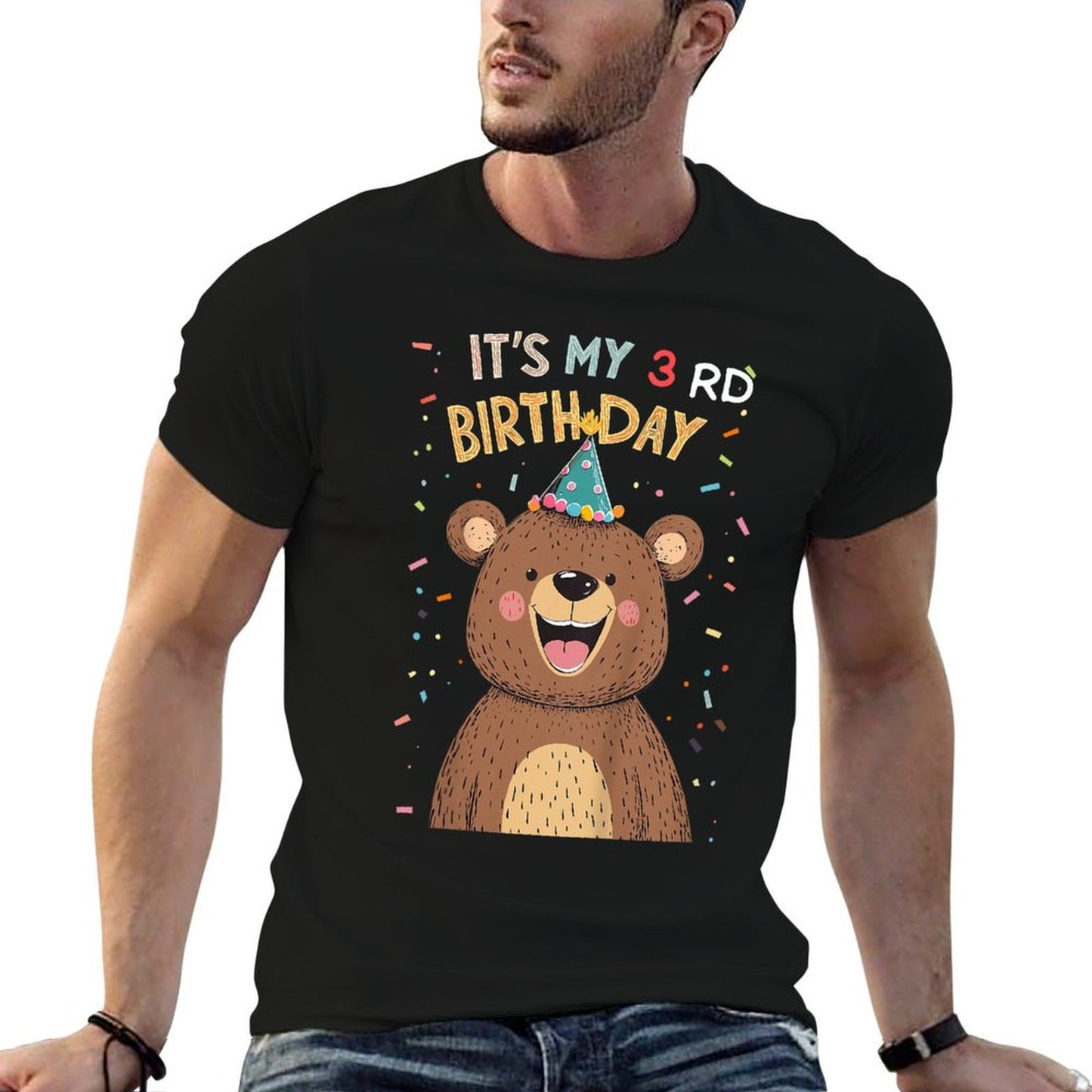 Kids It's My 3rd Birthday Three Years Old Cute Bear  High-quality Stitching T-Shirt
