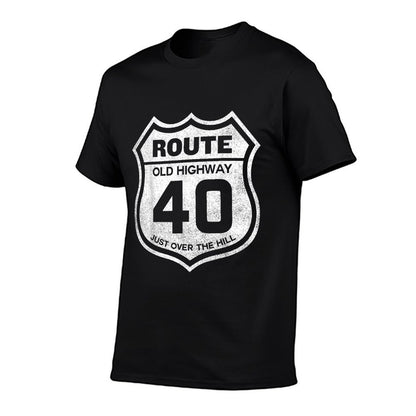 Old Highway Sign 40th Birthday Gift 40 Year Old Bday  Rolled Sleeves T-Shirt