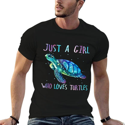 Turtle Watercolor Sea Ocean Just A Girl Who Loves Turtles  Oversized Silhouette T-Shirt