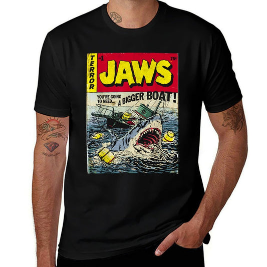 Jaws Pulp Attack Comic Cover  Summer-ready Fabric T-Shirt