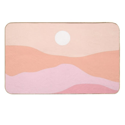 Peach Pink Sunset Over The Mountains Boho Earthy Durable Bath Mat