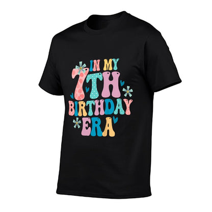 Kids In My 7th Birthday Era 7 Year Old Girl Seven Year Birthday  Heathered Texture T-Shirt