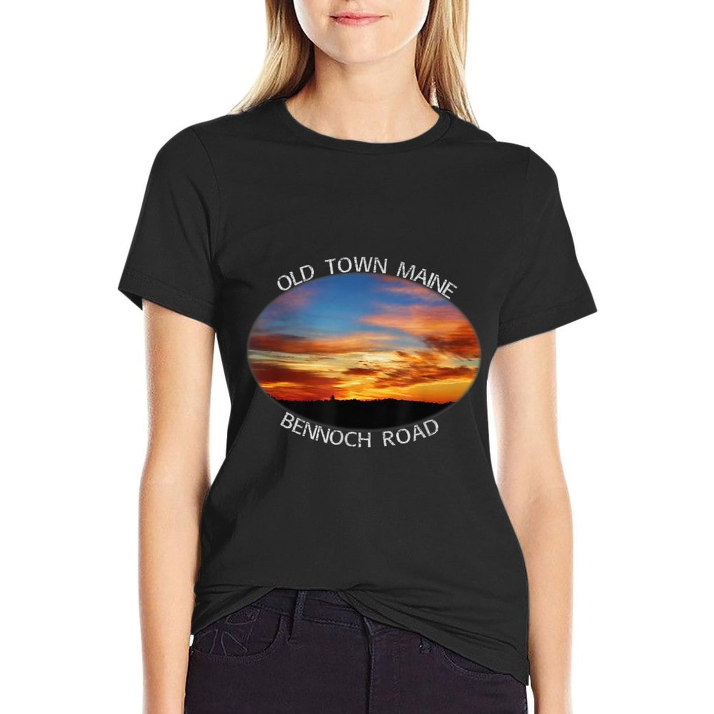 Old Town, Maine Magic Hour Early Morning Twilight Sky  Trendy Pattern T-Shirt