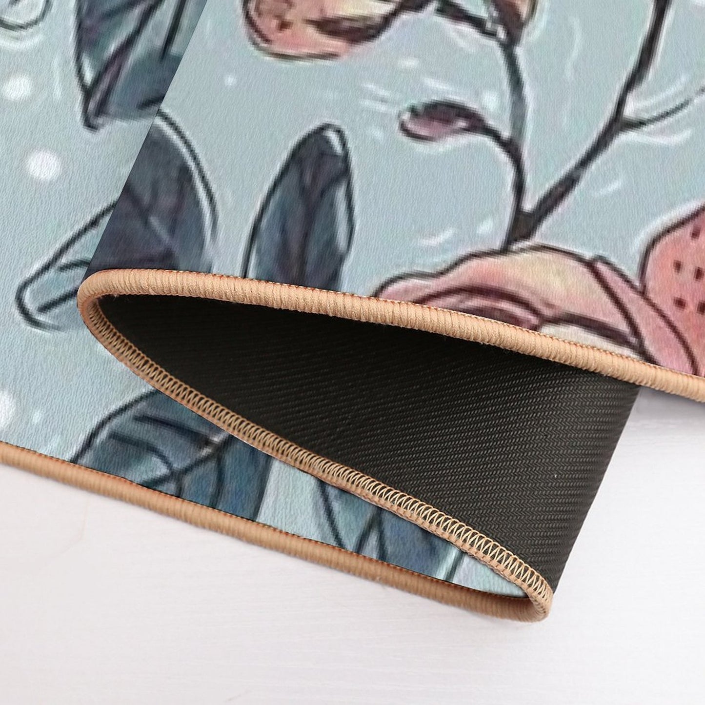 Organic Hand-Drawn Watercolor Floral Design  Non-Slip Bath Mat