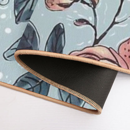 Organic Hand-Drawn Watercolor Floral Design  Non-Slip Bath Mat