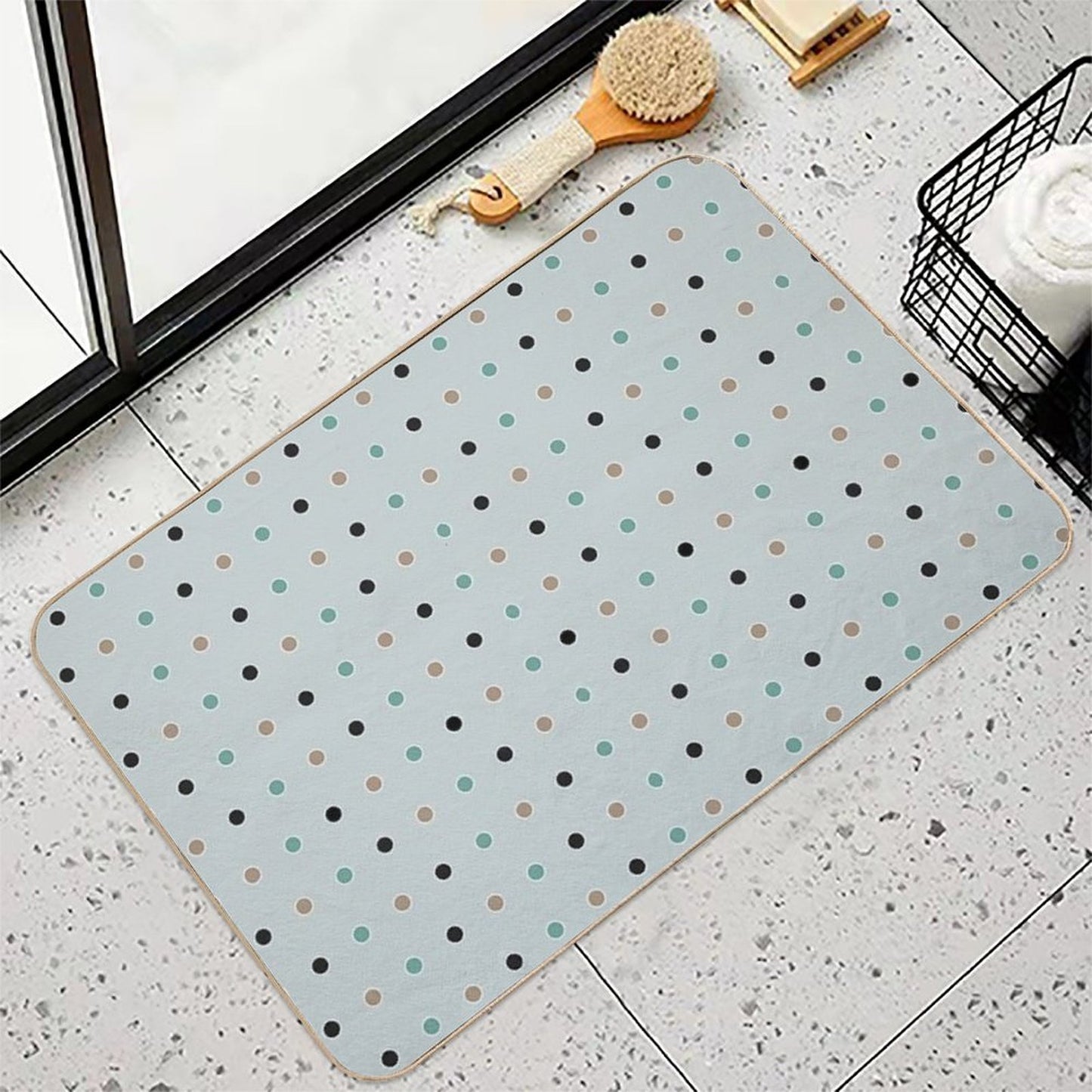 Dots Green-beige-black  Odorless Bath Mat