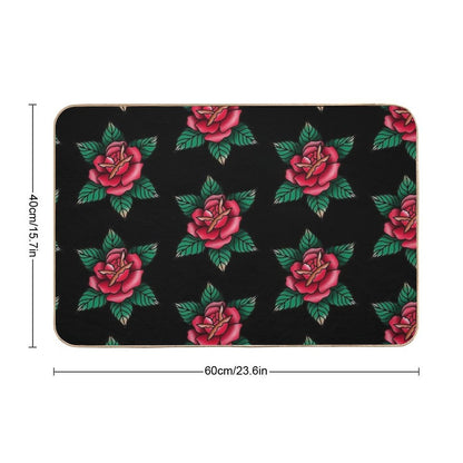 Traditional Red Rose Tattoo  High-Traffic Bath Mat