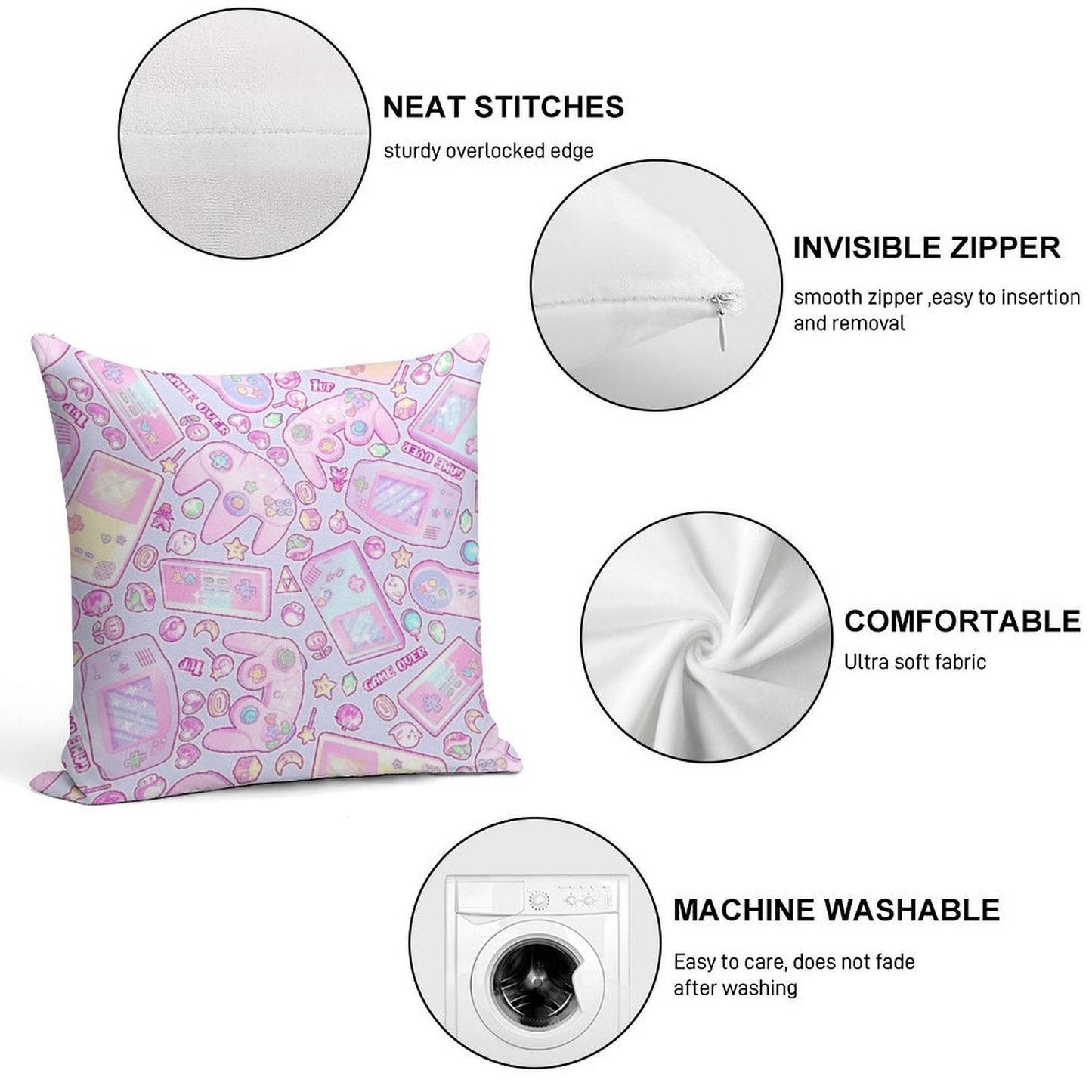 Game Over! Soft Shrink-Resistant Throw Pillow