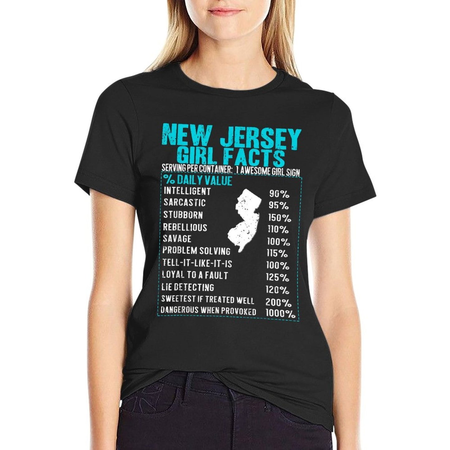 New Jersey Girl Facts Funny Birthday Gift Born in New Jersey  High-quality Stitching T-Shirt