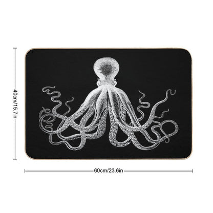 Octopus  Vintage Octopus  Tentacles  Sea Creatures  Nautical  Ocean  Sea  Beach  Black And White  Versatile Bath Mat