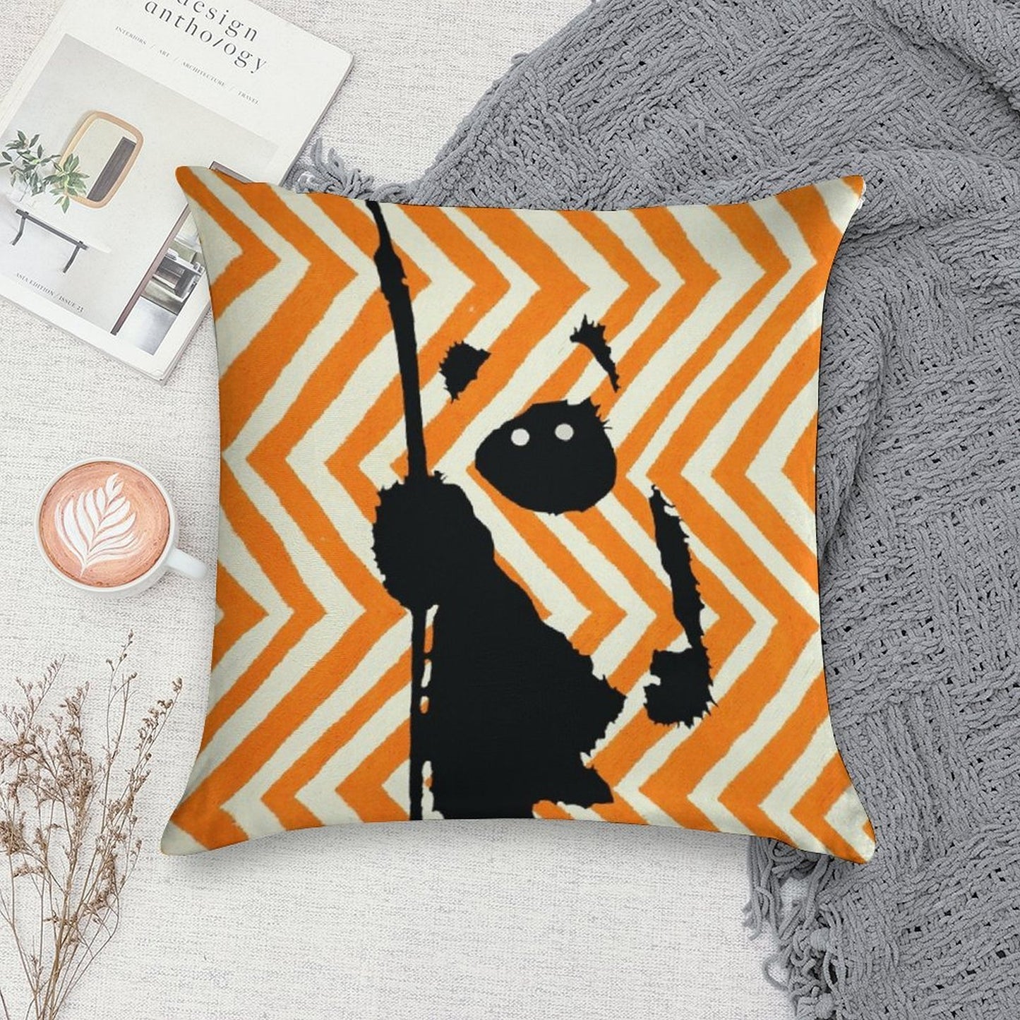 Ewok Chevron Orange Soft Ultra-Soft Texture Throw Pillow