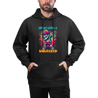 8 Year Old Birthday Dabbing Boy Bruh 8th Level Unlocked Kangaroo Pocket Hoodie