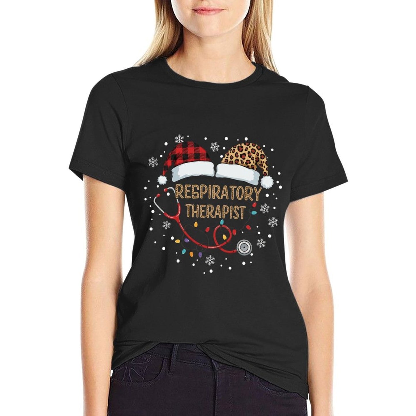 Christmas Respiratory Therapist Xmas RT Stethoscope Women  Moisture-wicking T-Shirt