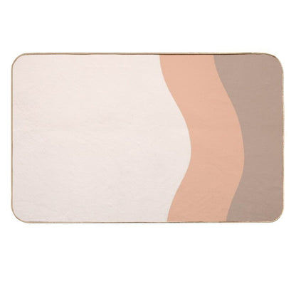 Minimalist Abstract Color Blocks in Brown, Orange And Beige  Pet-Safe Bath Mat