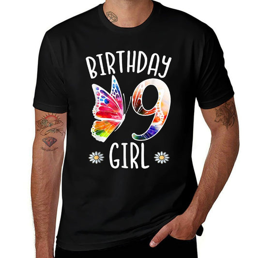 9th Birthday Girl Butterflies 9 Years Old Girls Butterfly  Versatile T-Shirt