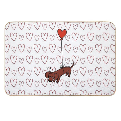 Red Smooth Haired Dachshund Floating in The Air  Repositionable Bath Mat