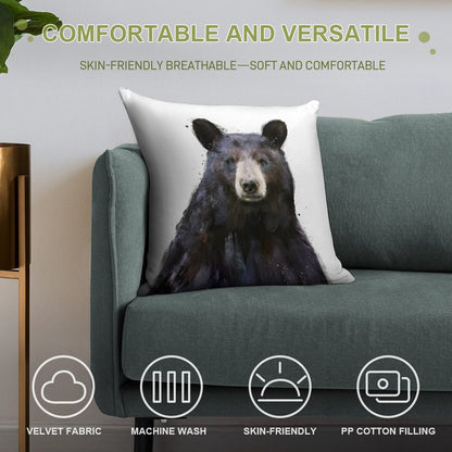 Black Bear Soft Style Accent Throw Pillow