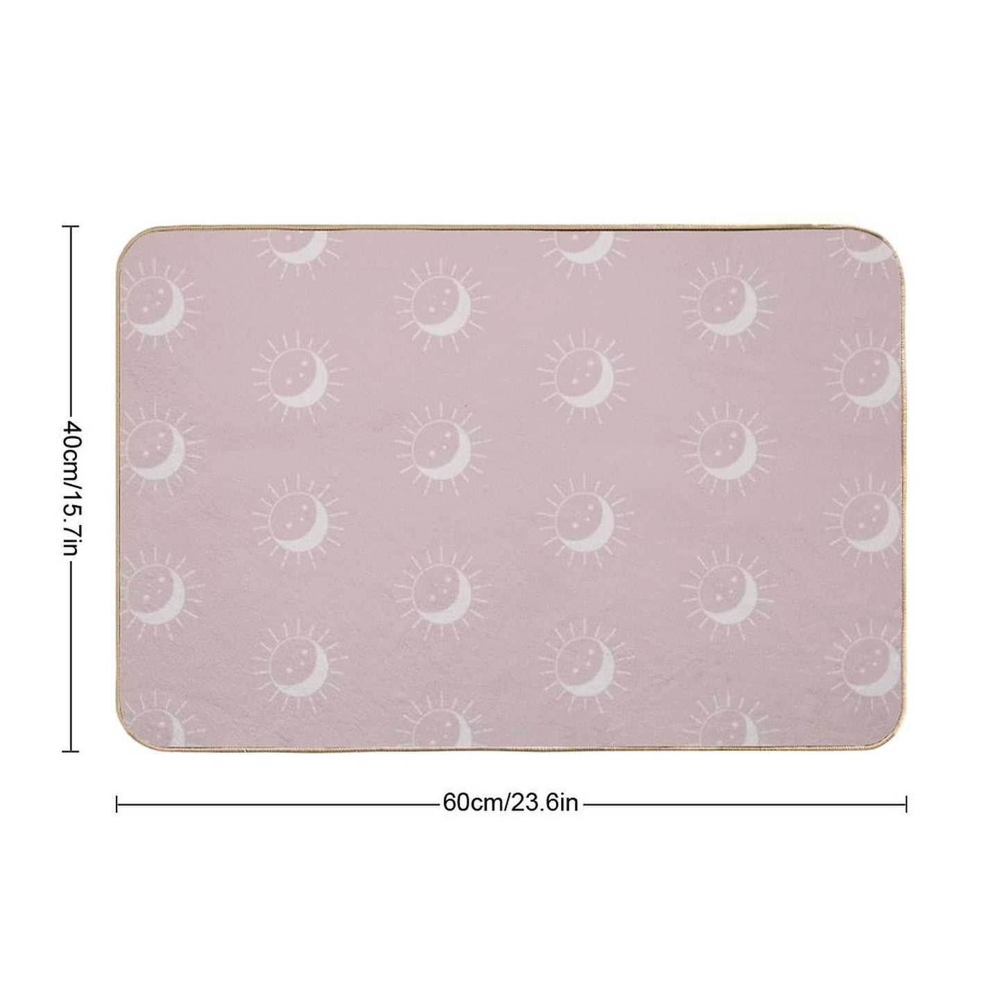 Pretty Sun And Moon Pattern Soft Aesthetic In Muted Colors Gray Pink  Easy To Clean Bath Mat