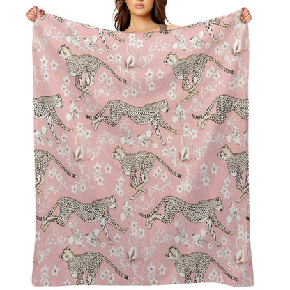 Cheetah Chintz - Cotton Candy Pink Comfort Throw Blanket