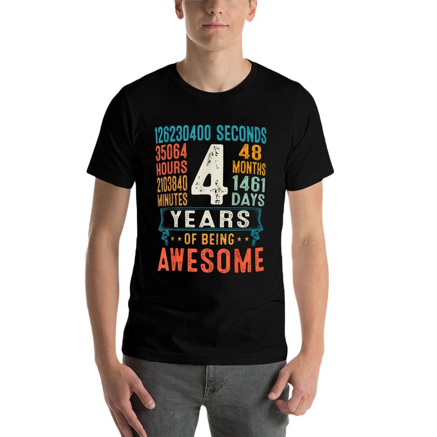 4 Years Old Retro Distressed 4th Birthday Gifts 48 Months  Soft T-Shirt