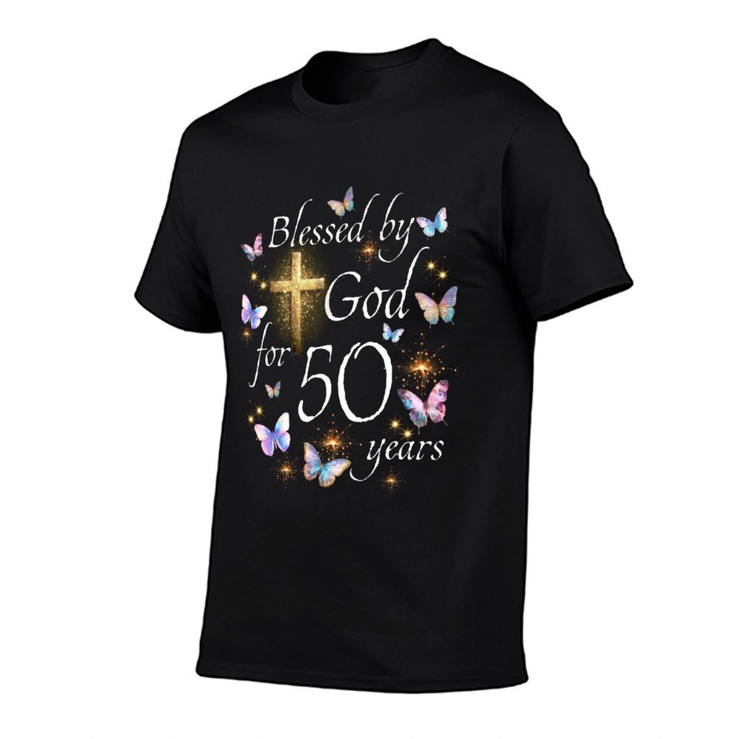 Blessed By God For 50 Year Butterfly Christian 50th Birthday  Versatile T-Shirt