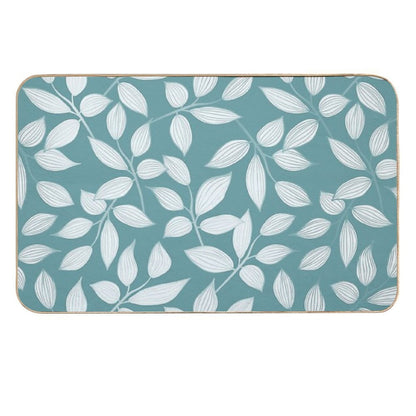 Floral Leaves in Teal Green  Dirt-Trapping Bath Mat