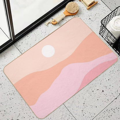 Peach Pink Sunset Over The Mountains Boho Earthy Durable Bath Mat