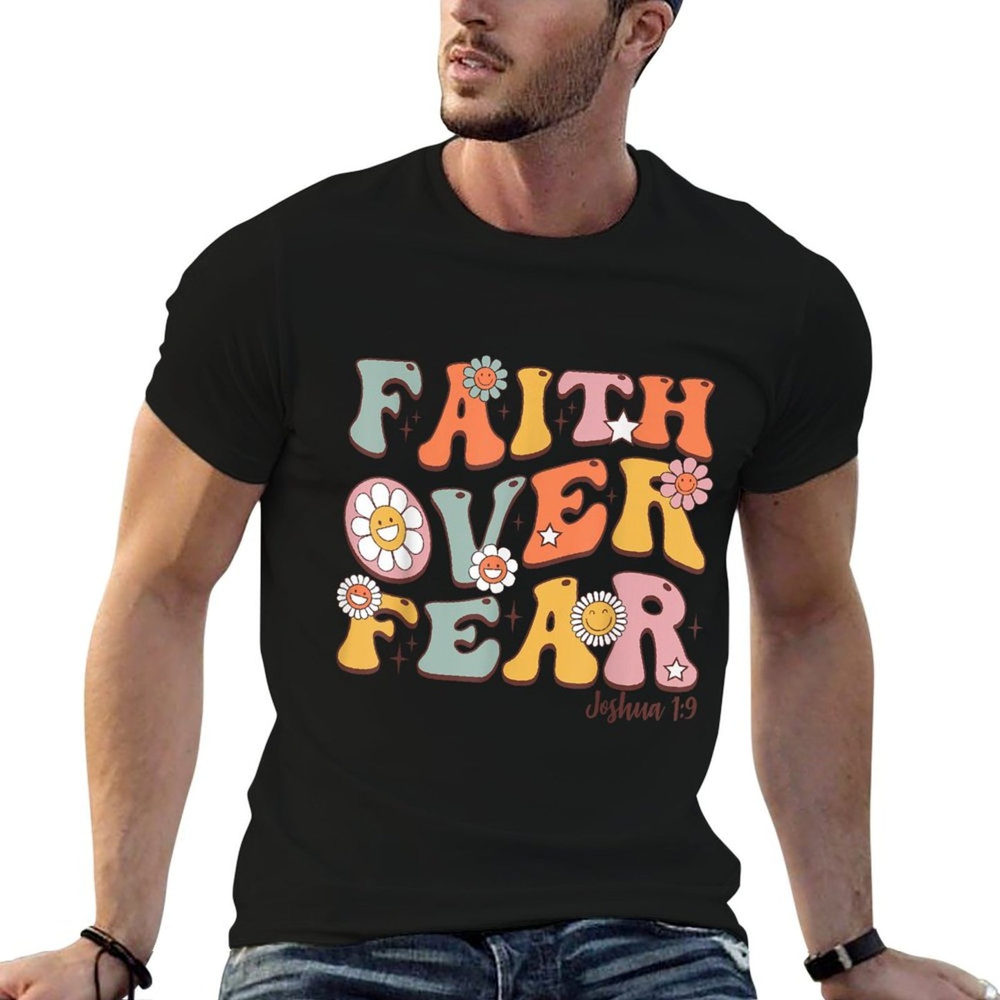 Christian-Shirt Girls Faith Over Fear Cute Jesus Kids Youth  Moisture-wicking T-Shirt