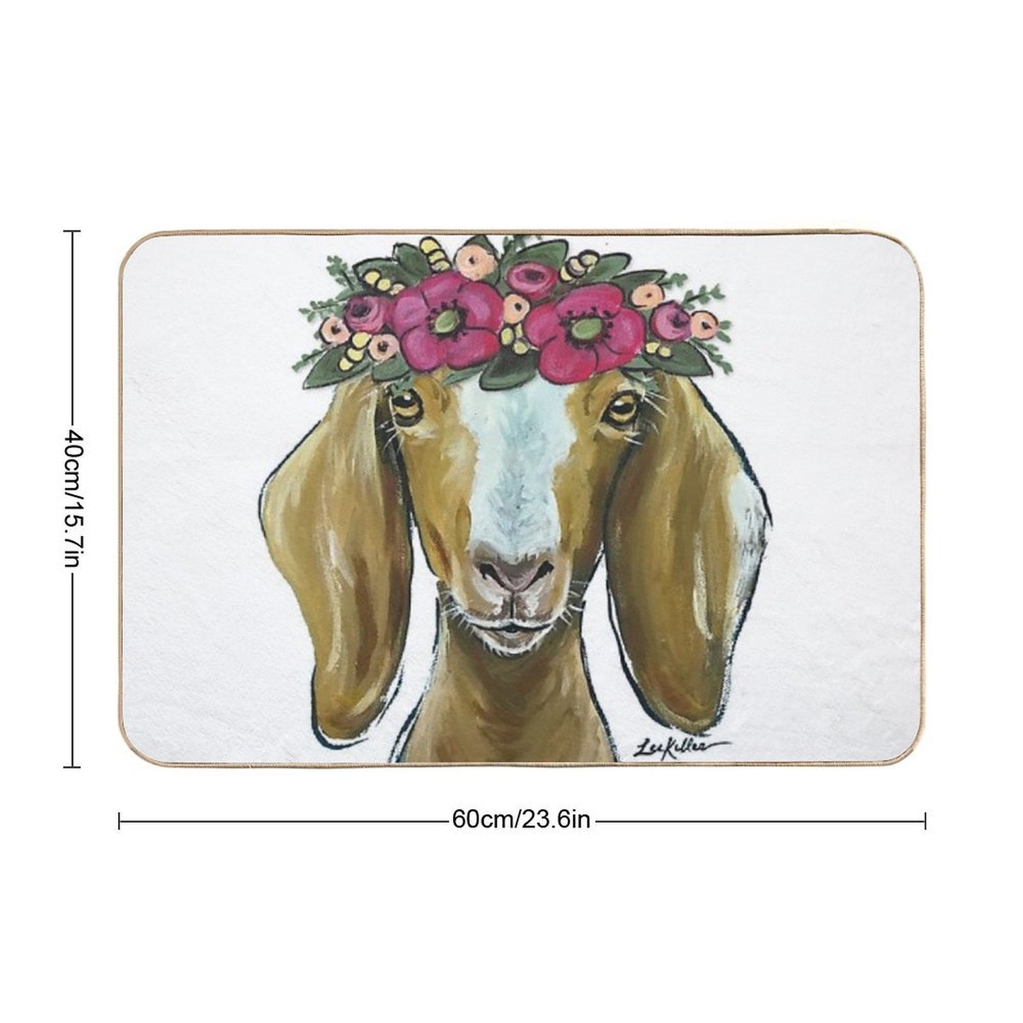 Goat with Flower Crown Art  Versatile Bath Mat