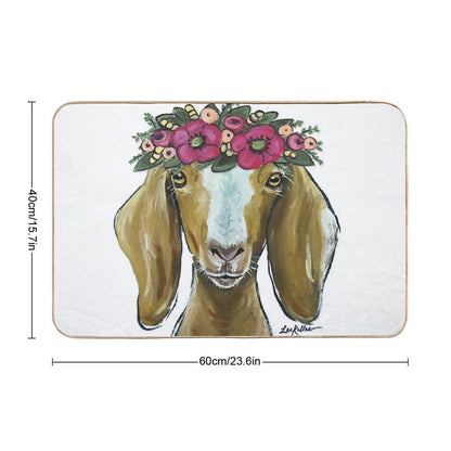 Goat with Flower Crown Art  Versatile Bath Mat