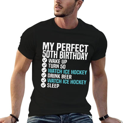 50 Years Old Perfect 50th Birthday Ice Hockey 50th Birthday  Easy-care T-Shirt