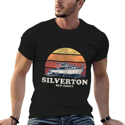 Silverton NJ Vintage Boating 70s Retro Boat Design  Moisture-wicking T-Shirt