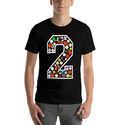 Kids 2nd Birthday Sports Big Number Two 2 Year Old Boy  Soft T-Shirt