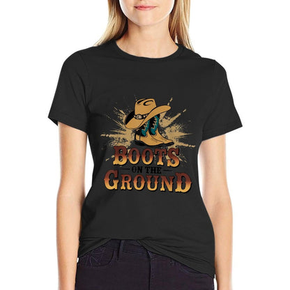 Boots On The Ground Western Cowboy Rodeo Country  Heathered Texture T-Shirt