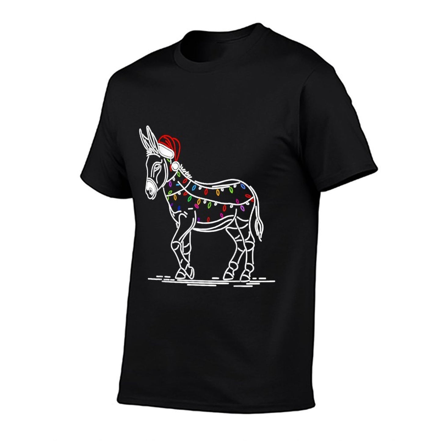 Donkey Santa Hat Christmas Tree Lights Ugly Pajama Lover  Trendy Pattern T-Shirt