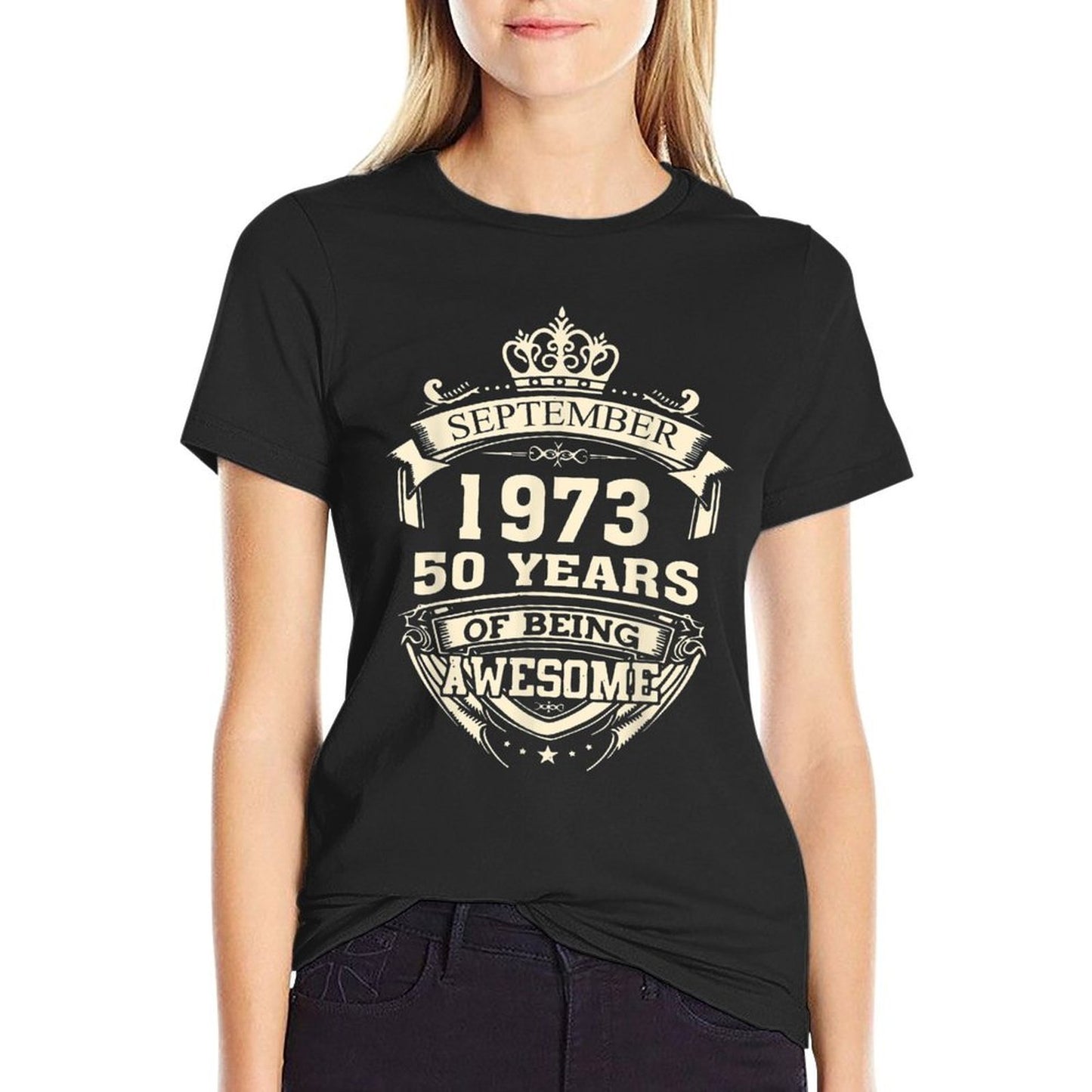 September 1973 50 Years Of Being Awesome 50th Birthday  Slim-fit Cut T-Shirt