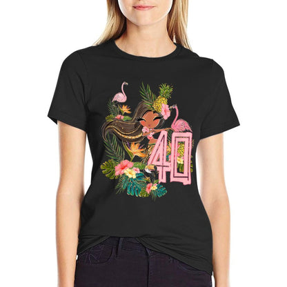 40th Birthday Tiki Party Pool Summer Hula Hawaiian Luau  Heathered Texture T-Shirt