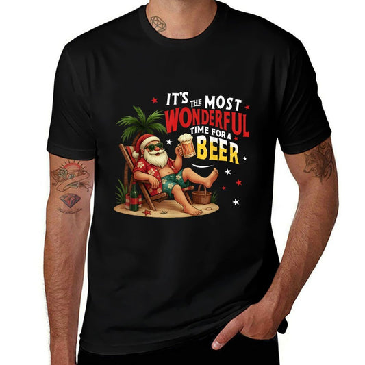 Its The Most Wonderful Time for A Beer Funny Santa Summer  Breathable T-Shirt