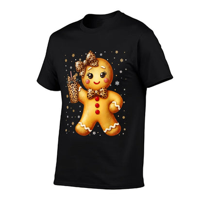 Cute Gingerbread Leopard Coquette Christmas Xmas Girl Women  Affordable Price T-Shirt