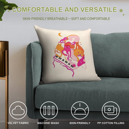 Jazz Cats Soft Anti-Pilling Throw Pillow