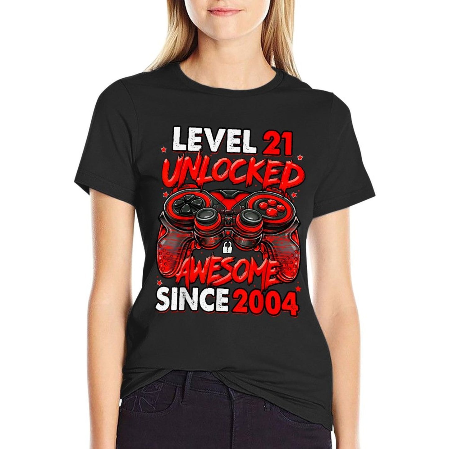 Level 21 Unlocked Awesome Since 2004 21st Birthday Gaming  Lightweight T-Shirt
