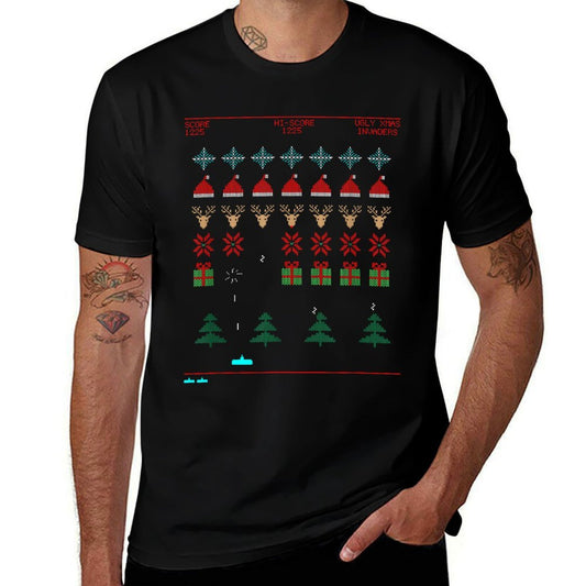 Ugly Xmas Invaders From Space  Polyester Blend T-Shirt