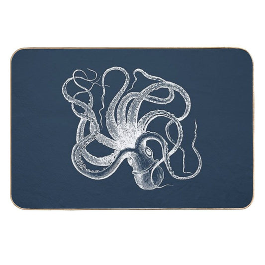 Vintage Octopus Kraken Engraving  Non-Slip Bath Mat